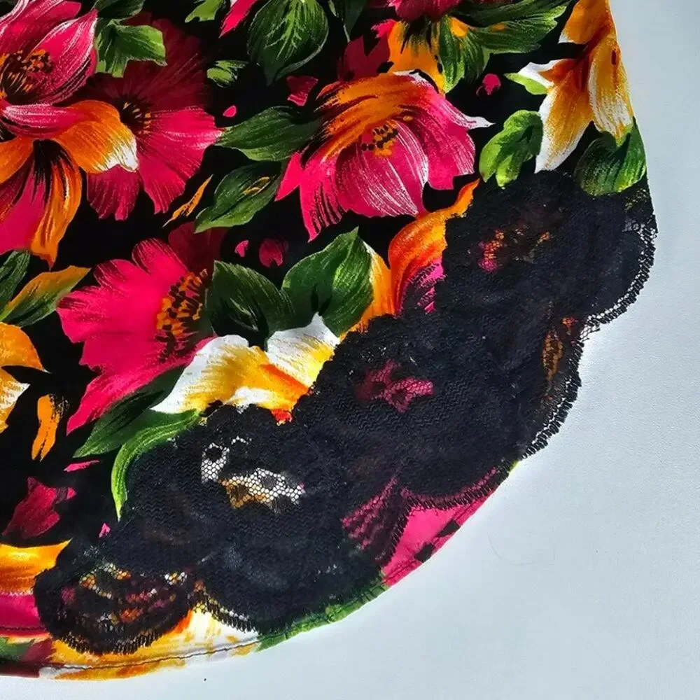 Victoria's Secret Vintage‎ Gold Label Floral Black Lace Slip Dress Size M